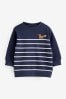 Navy Blue Stripe Fox Appliqué Sweatshirt (3mths-7yrs)