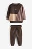 Schokoladenbraun - Trainingsanzug mit Farbblockdesign (3 Monate bis 7 Jahre)