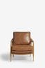 Vintaged Faux Leather Light Brown Flinton Wooden Walnut Effect Leg Accent Chair, Walnut Effect Leg