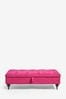 Buttoned Soft Velvet Fuschia Pink Albury Large with Storage Footstool