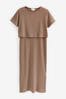 Neutral Maternity Nursing Short Sleeve Dress