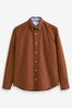 Rust Brown Slim Fit Long Sleeve Oxford Shirt, Slim Fit