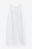 White A-Line Mini Dress With Linen, Regular