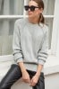 Grey Ribbed Crew Neck Jumper, Regular