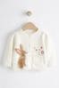 Ecru White Embroidered Bunny Baby Knitted Cardigan (0mths-3yrs)