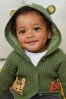 Khakigrün mit Figurenmotiv - Baby Strickjacke mit Kapuze (0 Monate bis 2 Jahre)