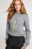 Grey Tassel Christmas Tree Christmas Jumper, Regular