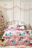 Pink Unicorn Christmas Print Duvet Cover and Pillowcase Set
