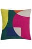 furn. Green Anjo Geometric Colour Block Crewl Embroidered Cushion