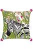 Wylder Tropics Green Zedra Jungle Zebra Botanical Embroidered Cushion