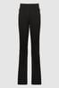 Reiss Black Dylan Petite Flared High Rise Trousers, Petite