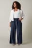 Evans Curve White Linen Wide Leg Trousers