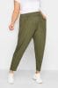 Yours Curve Green Double Pleated Harem Trousers