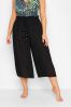 Yours Curve Black Tassel Detail Wide Leg Beach Culottes