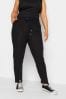 Yours Curve Black Linen Viscose Joggers