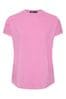 Yours Curve Pink Crochet Detail Linen T-Shirt