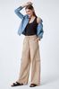 Roman Natural Cotton Wide Leg Cargo Trousers