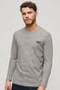 Superdry Grey Cotton Vintage Logo Embroidered Henley Top