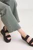 Simply Be Black Stretched Ruched Strappy Flatform Sandals