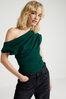 River Island Green Drape Shoulder Top