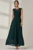 Jolie Moi Green Leanne Cap Sleeve Lace Maxi Dress