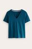 Boden Regular V-Neck Slub 100% Cotton T-Shirt