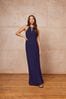 TFNC Navy Halter Neck Sidony Keyhole Maxi Dress