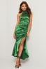 Lipsy Green Ruched Halter Midi Dress, Regular