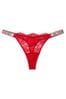 Victoria's Secret Lipstick Red Lace Thong Shine Strap Knickers, Thong