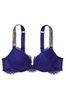 Victoria's Secret Night Ocean Blue Lace Shine Strap Push Up Bra