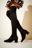 Friends Like These Black Over The Knee Block Heel Sock Boot