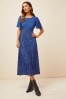 Jean Blanc Tompkins Pour Femme Print Flutter Sleeve Round Neck Summer Midi Dress
