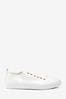Yours Curve White Wide-Fit Scalloped Edge Trainer