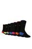 Jeff Banks Black 7 Pack Pop Colour Trim Socks