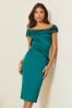 Lipsy Green Premium Satin Bardot Midi Dress