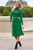 Sosandar Green Fit & Flare Knitted Midi Dress