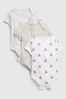 Gap White & Beige 3 Pack Short Sleeve Baby Bodysuits