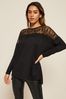 Friends Like These Lace Black Soft Jersey Crew Neck Tunic