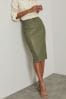 Lipsy Khaki Green Petite Faux Leather Pencil Skirt, Petite