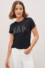 Gap Black Cotton Logo Short Sleeve Crew Neck T-Shirt