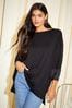 Friends Like These Black Soft Jersey Long Sleeve Satin Trim Tunic Top