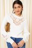 Friends Like These Ivory White Crew Neck Lace Detail Rib Jumper