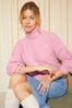 Friends Like These Pink Cosy Roll Neck Rib Jumper