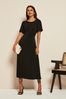 Jean taille haute coupe large Black Flutter Sleeve Round Neck Midi Dress, Regular