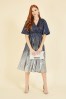 Yumi Blue & Silver Ombre Sequin Midi Wrap Dress