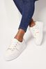 Lipsy White Lace Up Low Top Flatform Faux Leather Trainer