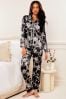 Lipsy Printed Satin Long Sleeve Pyjamas, Regular