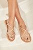 Lipsy Gold Regular Fit Real Leather Plaited Strappy Weave Sandals