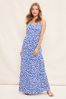 Friends Like These Blue Animal Strappy Tiered Scoop Neck Summer Maxi PM582225 Dress