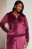 Lipsy Berry Red Curve Embroidered Patch Velour Zip Up Hoodie, Curve